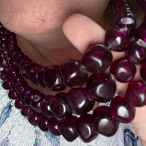 Most beautiful, purple, tri strand HUGE vintage necklace !!!!!!!     AL